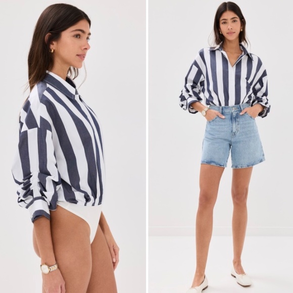 STAUD Tops - NEW STAUD TRAVERSE BODYSUIT NAVY BRETON STRIPE - SIZE M